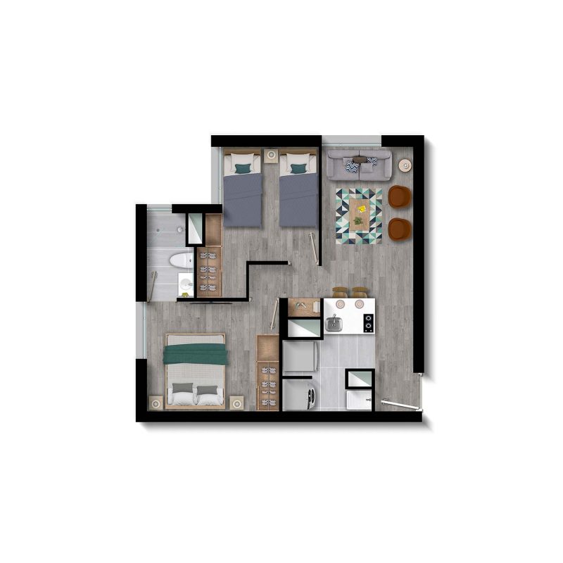 Apartamento 41: Amoblado Opc 2