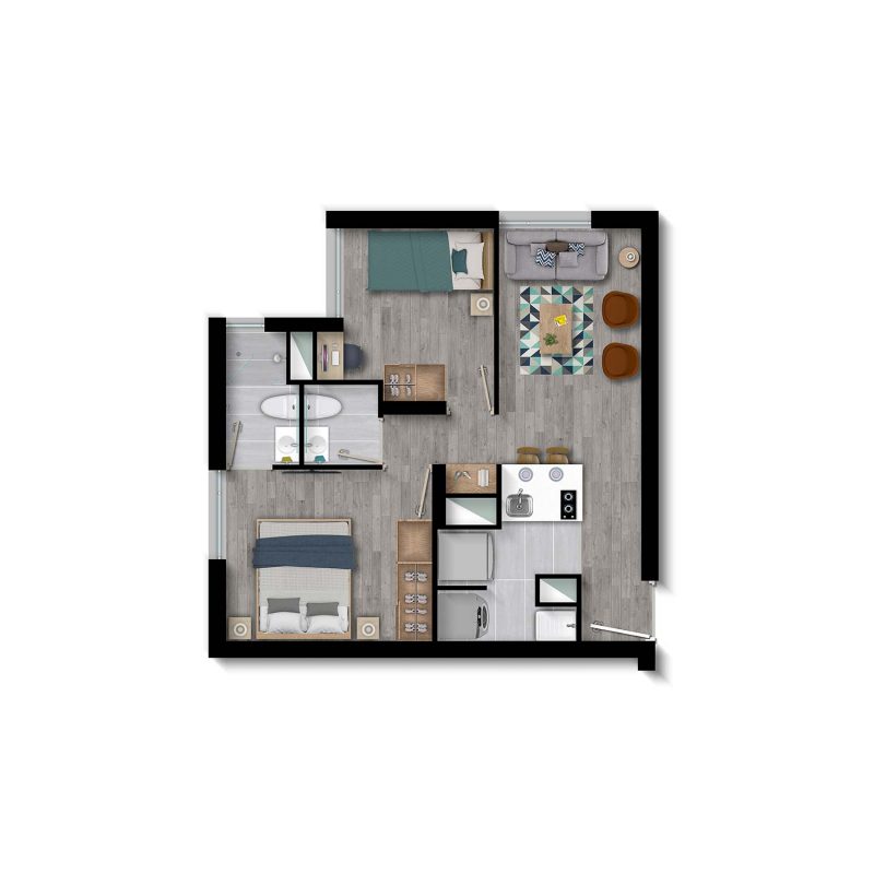Apartamento 41: Amoblado Opc 1